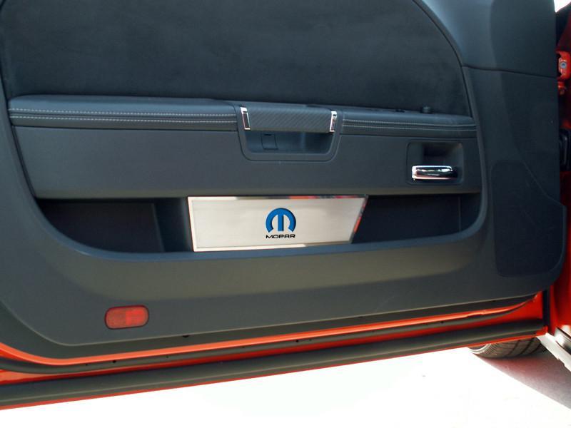 "Mopar and M" Stainless Door Panel Covers 08-14 Dodge Challenger - Click Image to Close